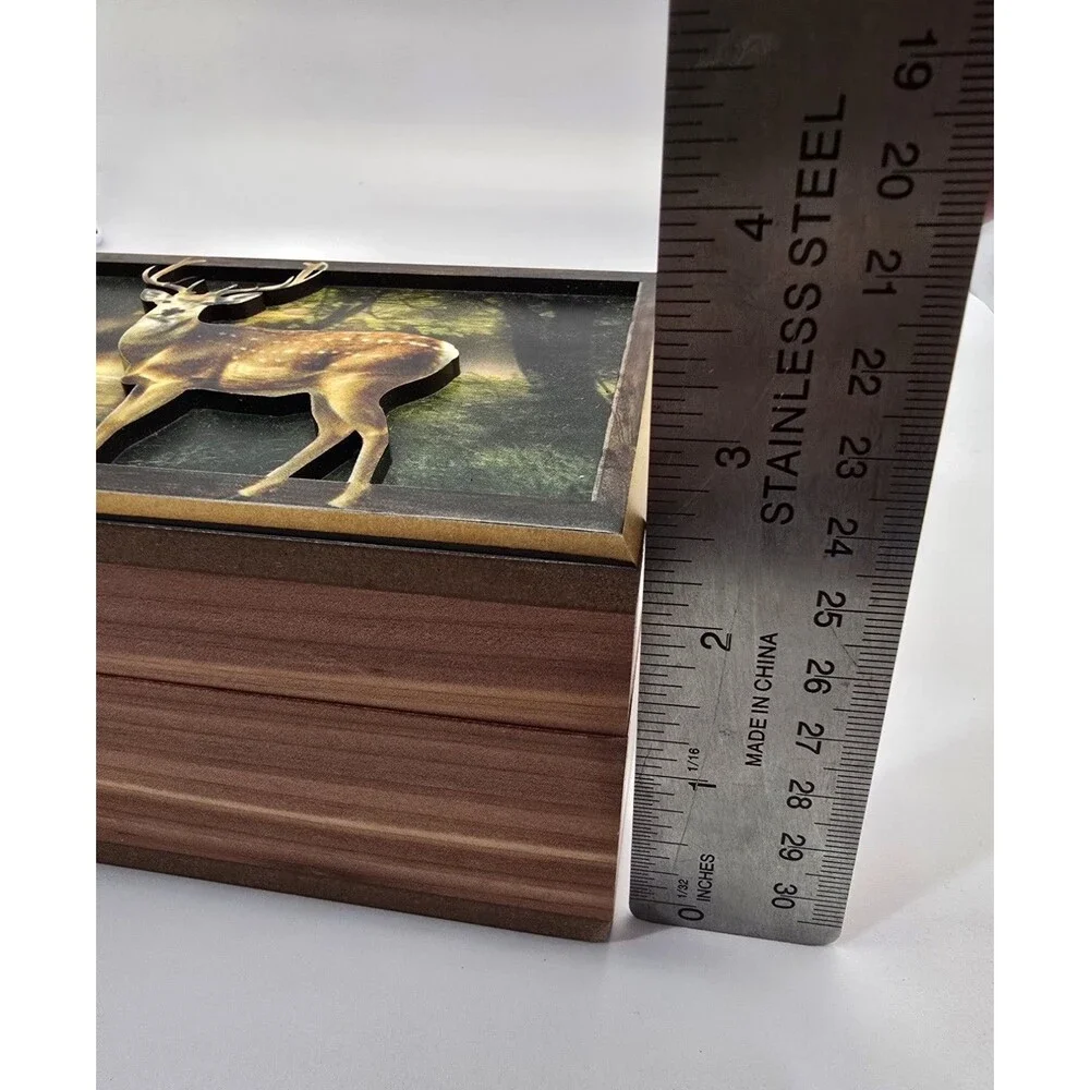 #97218 3D Laser Cut Buck Deer Keepsake Jewelry Wood Cedar Picture Box 7